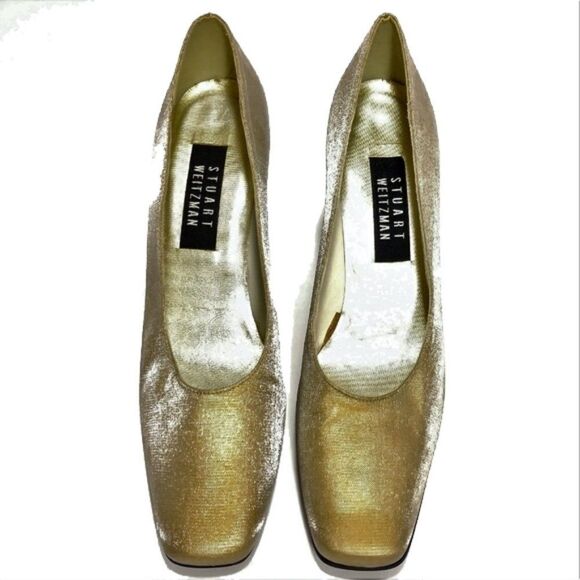 Stuart Weitzman Gold Textile Pumps Sz 8.5AA - Picture 8 of 8